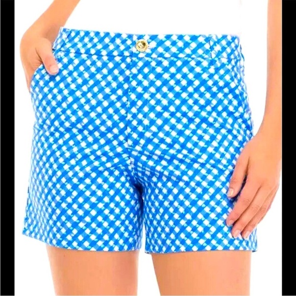 Lilly Pulitzer Gretchen High Rise Short Boca Blue Double Checking Sz 4 NEW - Picture 14 of 14